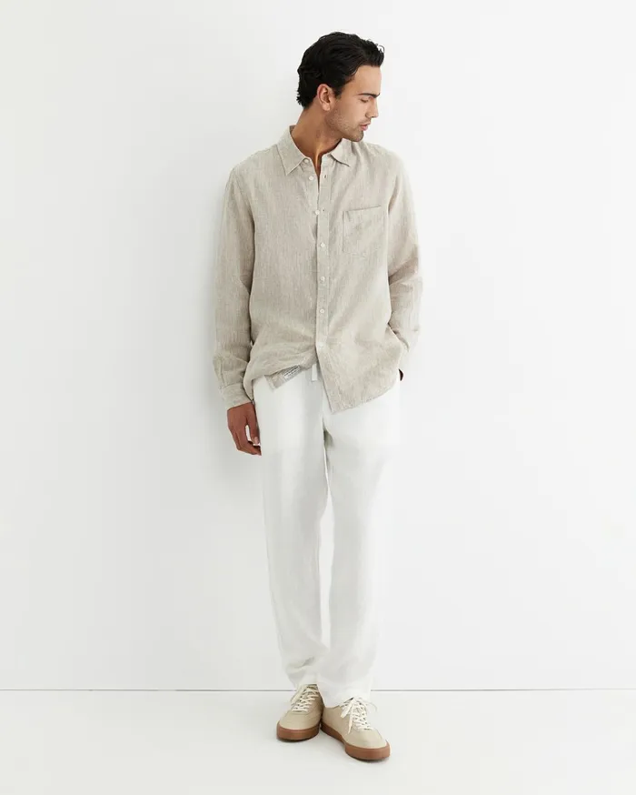 Men Sportscraft Pants Caffery Linen Pant White