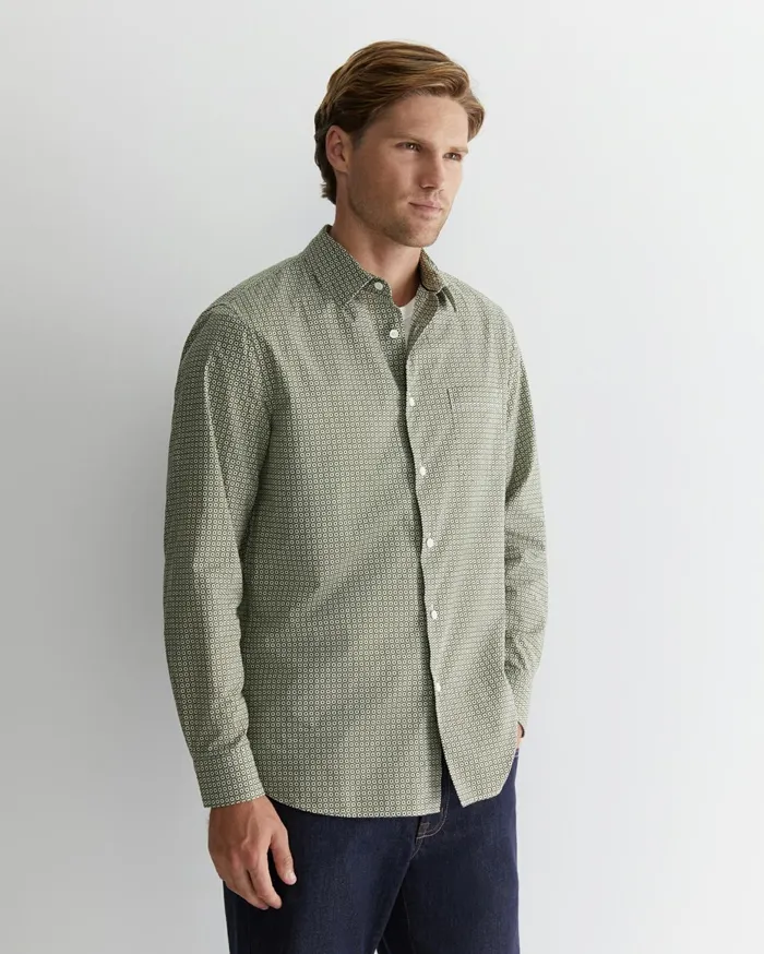Men Sportscraft Shirts Claremont Print Shirt Foliage