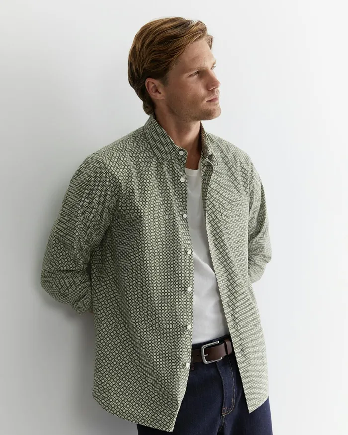 Men Sportscraft Shirts Claremont Print Shirt Foliage