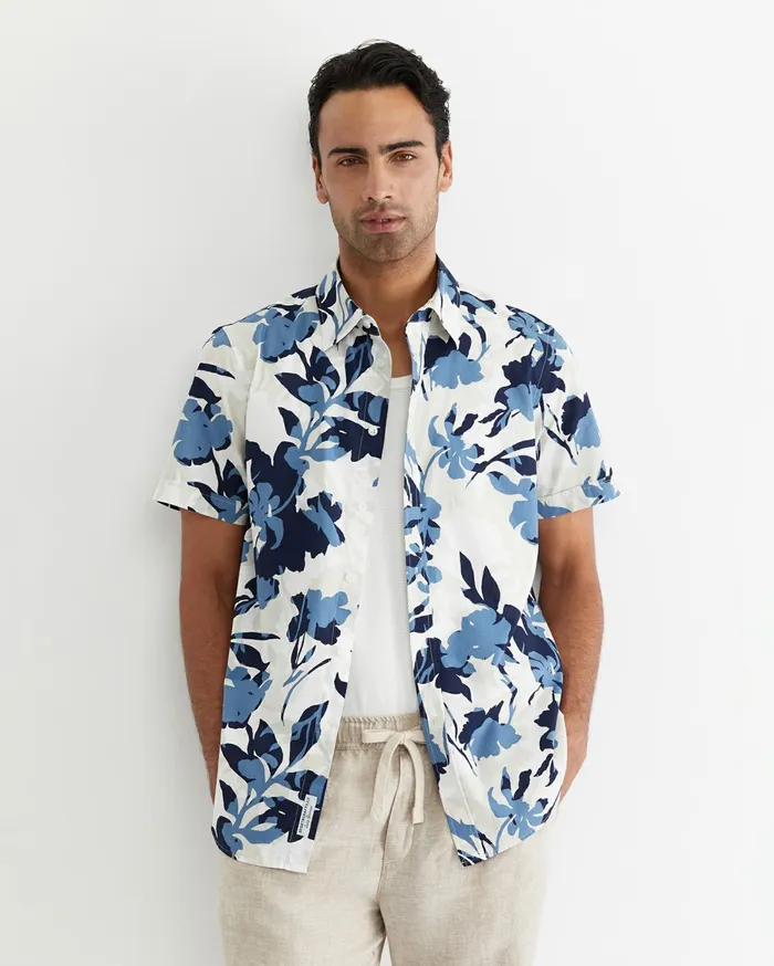 Men Sportscraft Shirts Dyer Short Sleeve Shirt Blue Multi