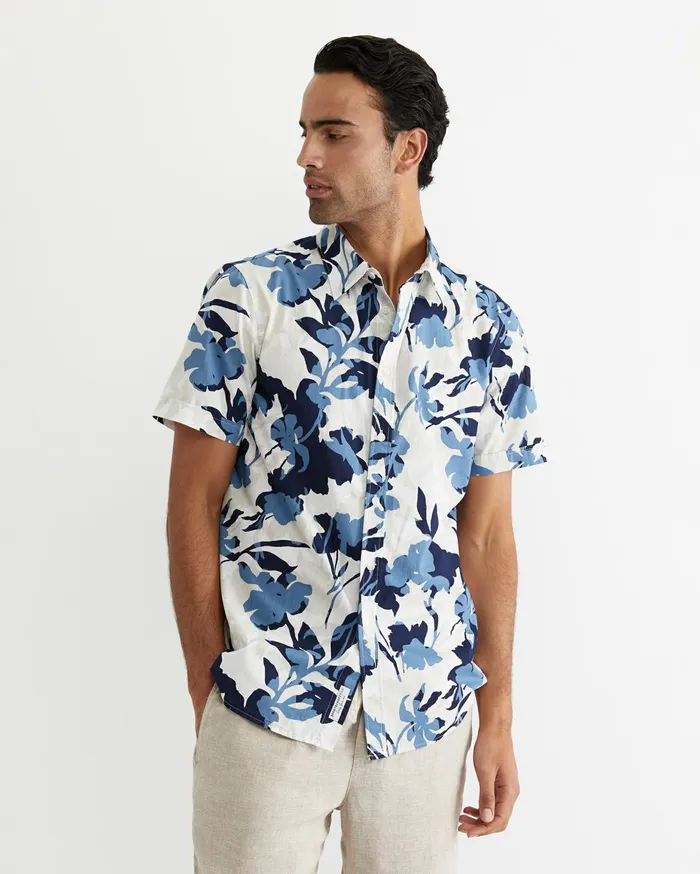 Men Sportscraft Shirts Dyer Short Sleeve Shirt Blue Multi