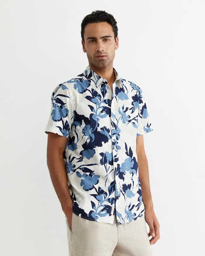 Men Sportscraft Shirts Dyer Short Sleeve Shirt Blue Multi