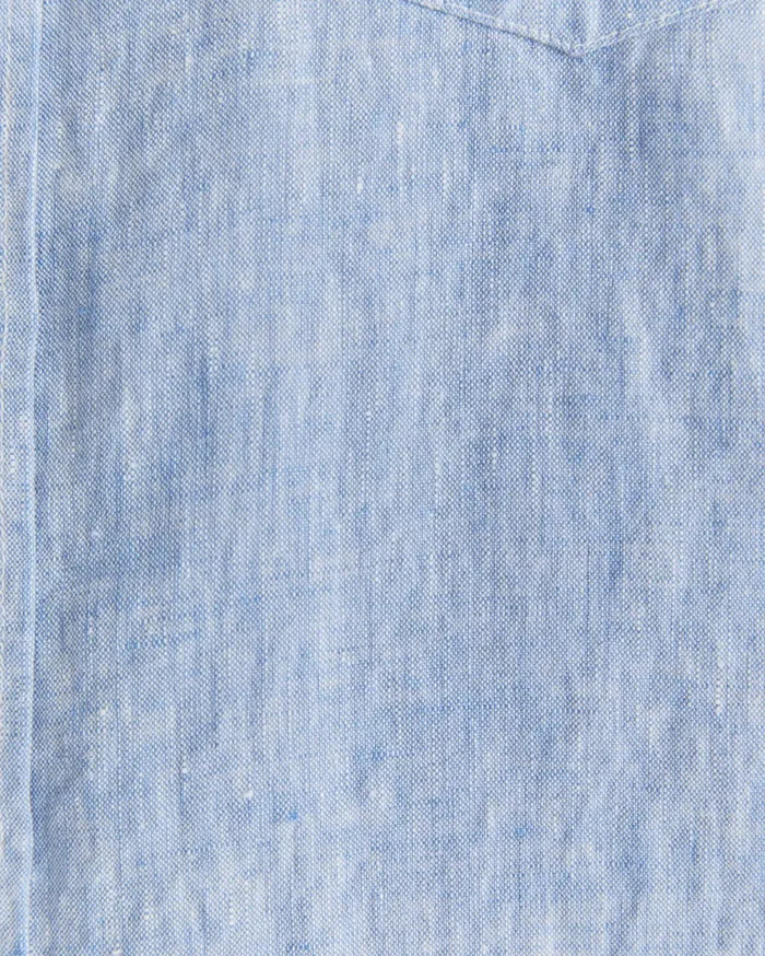 Men Sportscraft Shirts Short Sleeve Linen Shirt Chambray