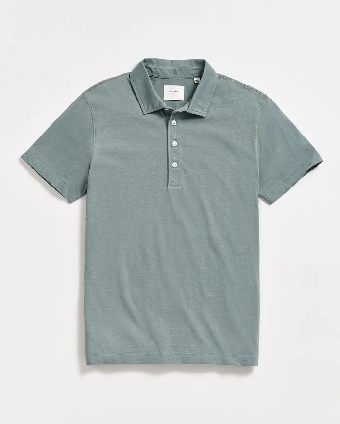 Men Stripe Pensacola Polo Slate Green Billy Reid Polos Tees and Henleys