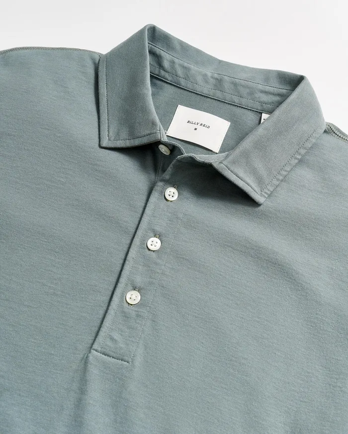 Men Stripe Pensacola Polo Slate Green Billy Reid Polos Tees and Henleys