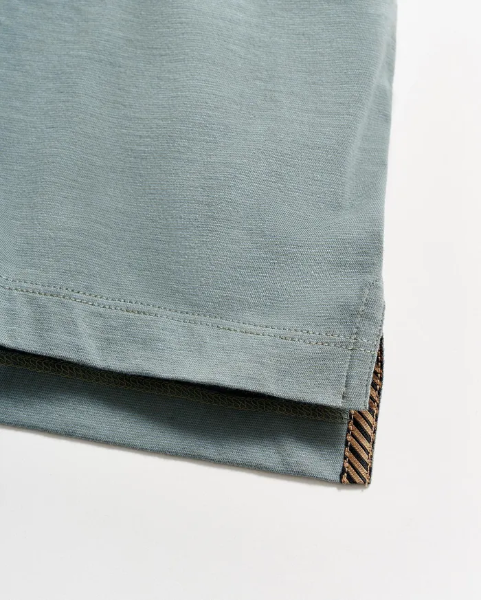 Men Stripe Pensacola Polo Slate Green Billy Reid Polos Tees and Henleys
