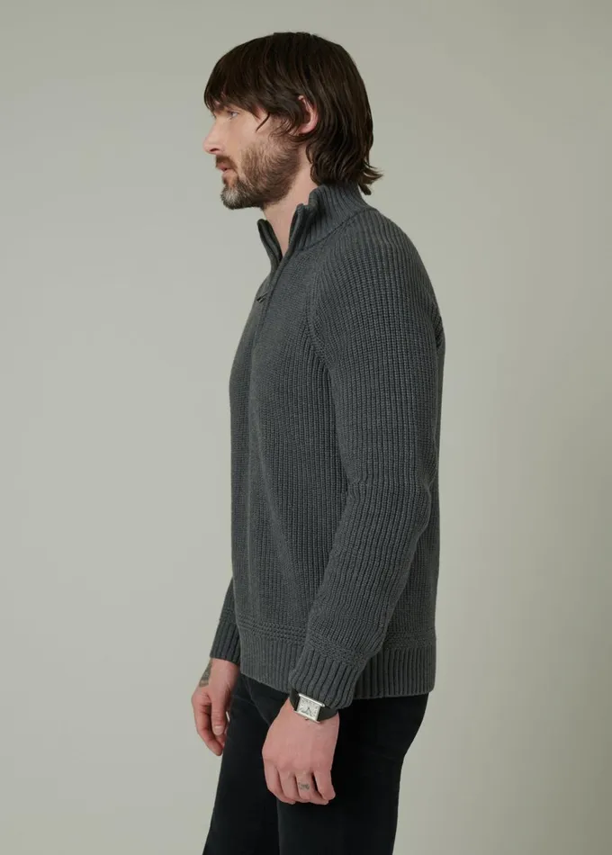 Men Sweaters Hoodies Joe039s Jeans ARCHIE QUARTER ZIP SWEATER Charcoal