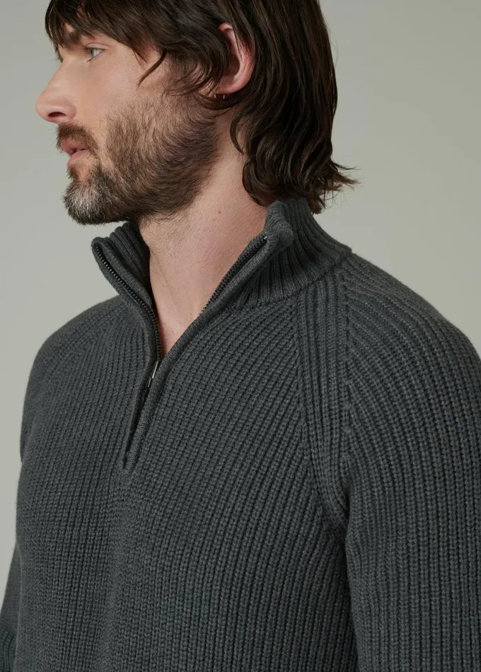 Men Sweaters Hoodies Joe039s Jeans ARCHIE QUARTER ZIP SWEATER Charcoal