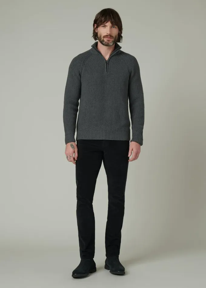 Men Sweaters Hoodies Joe039s Jeans ARCHIE QUARTER ZIP SWEATER Charcoal