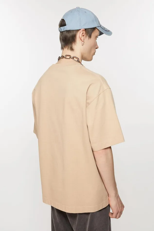 Men Tshirt Stamp Logo 8211 Relaxed Fit Wheat Beige Acne Studios Tshirts