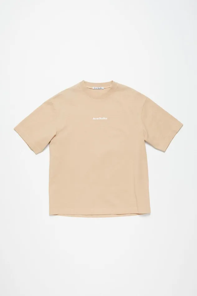Men Tshirt Stamp Logo 8211 Relaxed Fit Wheat Beige Acne Studios Tshirts