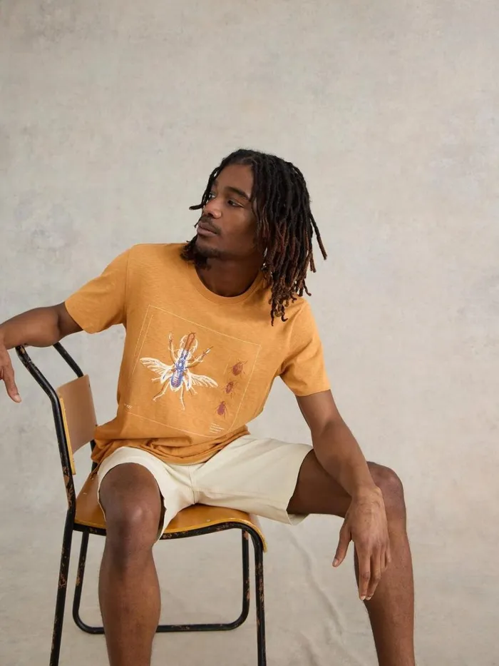 Men TSHIRTS White Stuff Beetle Graphic Tee Tan Print Men TSHIRTS White Stuff Beetle Graphic Tee Tan Print