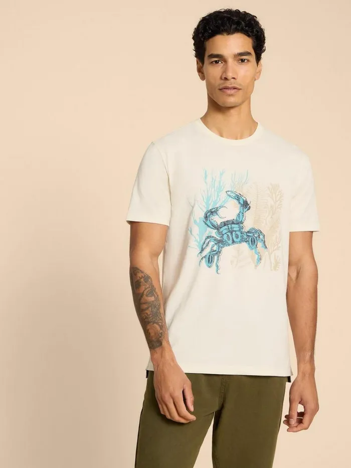 Men TSHIRTS White Stuff Crab Graphic Tee White Print