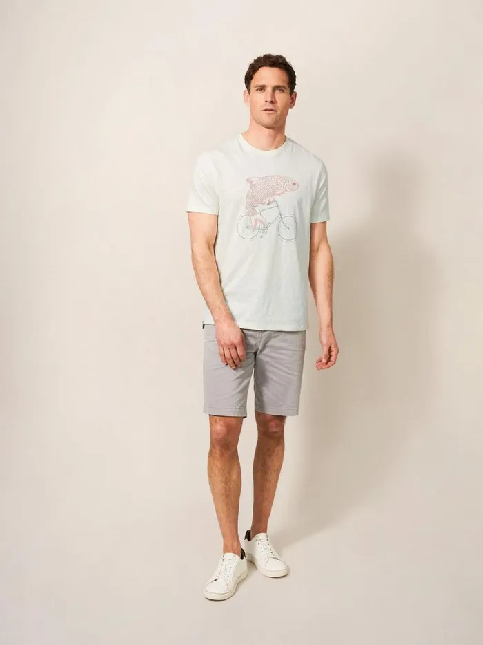 Men TSHIRTS White Stuff Fish On A Bike Graphic Tee Natural White
