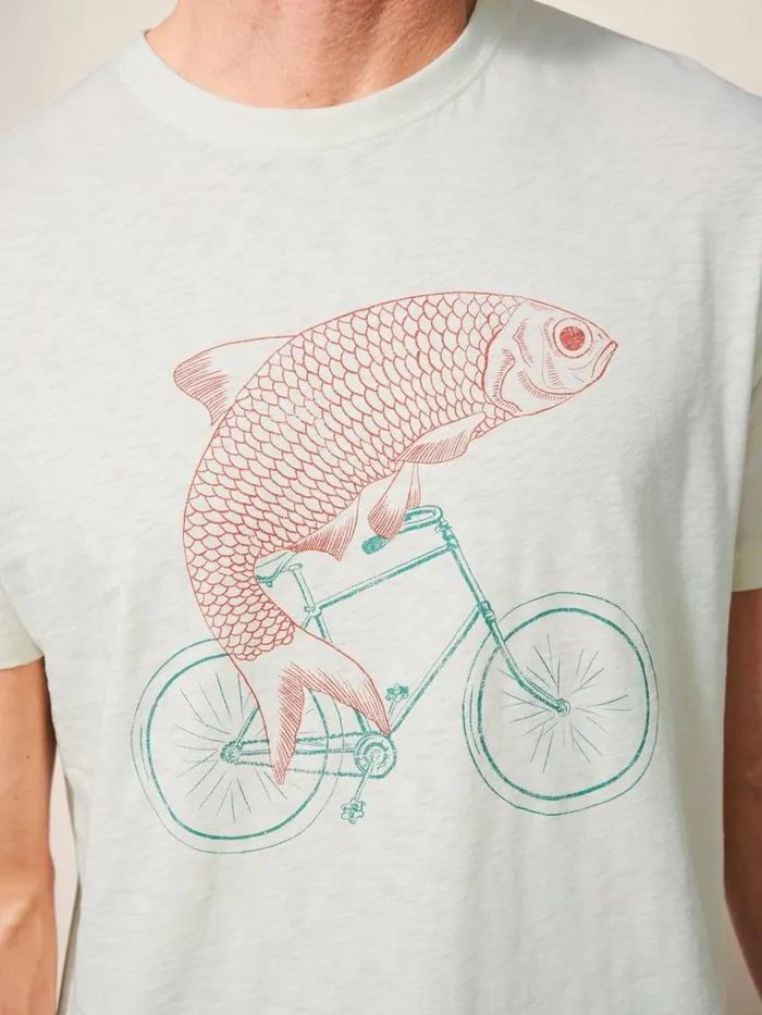 Men TSHIRTS White Stuff Fish On A Bike Graphic Tee Natural White Men TSHIRTS White Stuff Fish On A Bike Graphic Tee Natural White