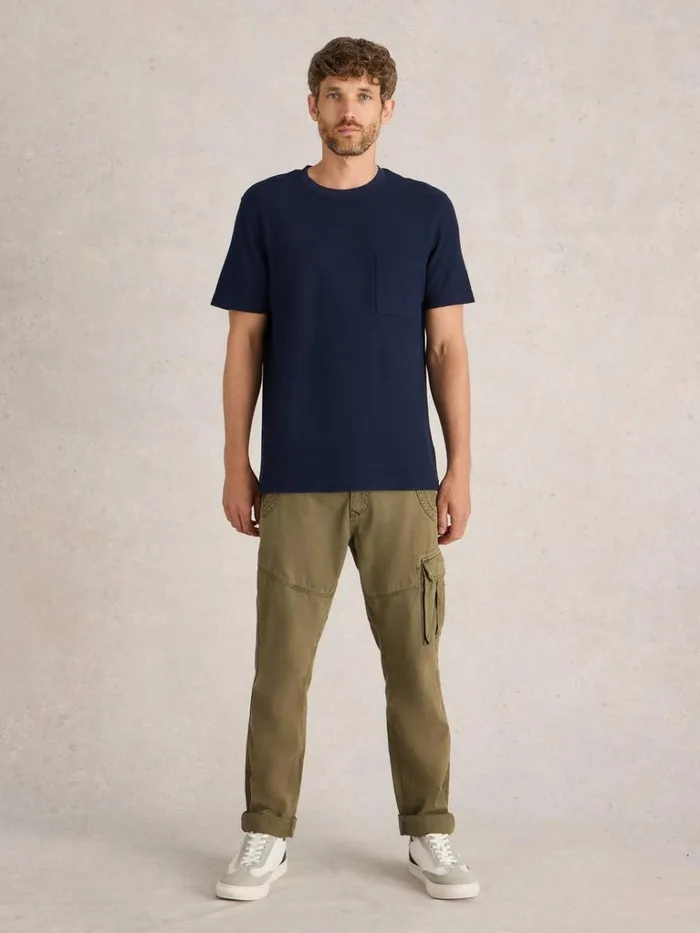 Men TSHIRTS White Stuff Tenby Textured SS Tee Dark Navy