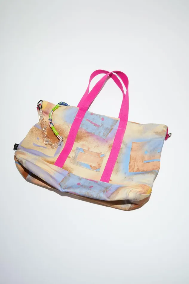 Men Tote Bag Beigemulti Acne Studios Bags