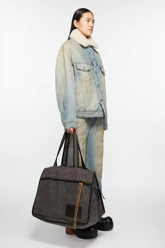 Men Tote Bag Greyblack Acne Studios Bags