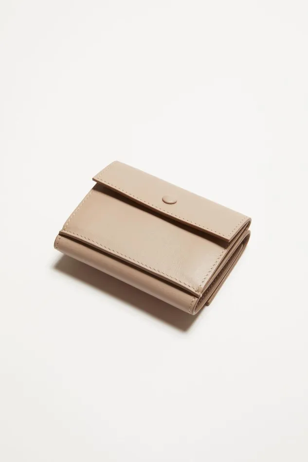 Men Trifold Leather Wallet Taupe Beige Acne Studios Small Leather Goods