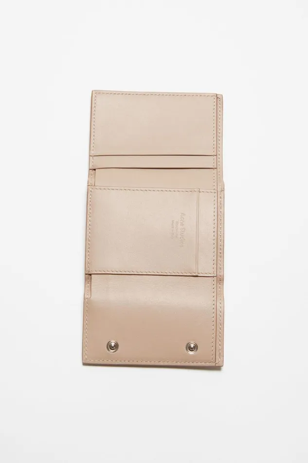 Men Trifold Leather Wallet Taupe Beige Acne Studios Small Leather Goods