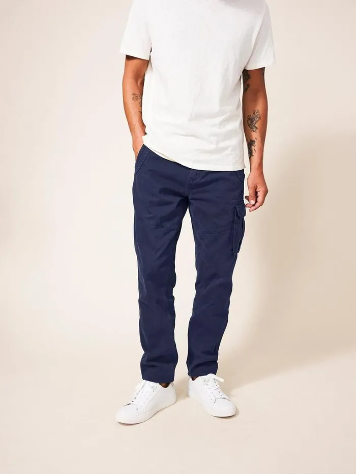 Men TROUSERS White Stuff Kegworth Organic Cargo Trouser Dark Navy