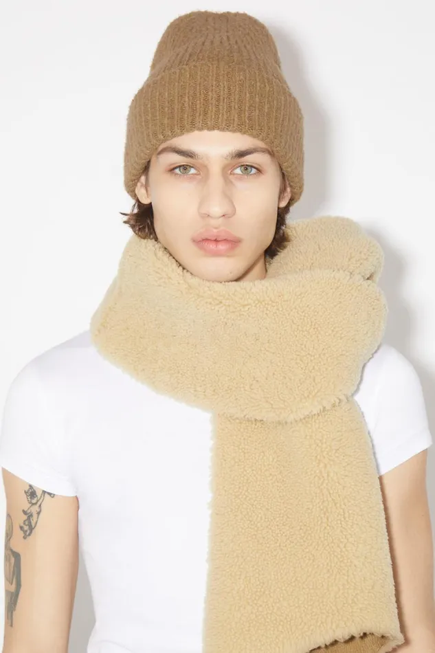 Men Wool Blend Beanie Camel Brown Acne Studios Hats