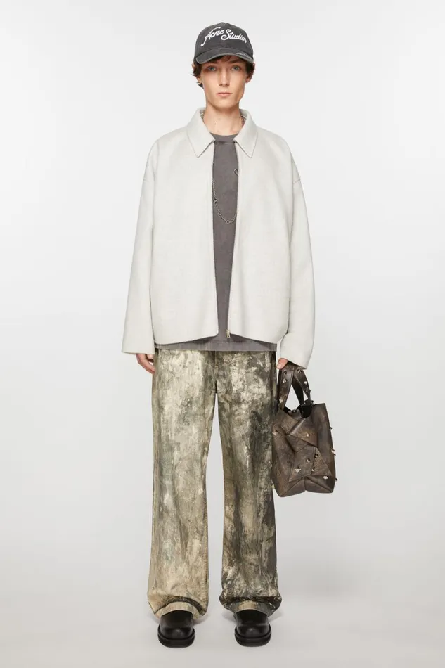 Men Wool Jacket Light Grey Melange Acne Studios Outerwear