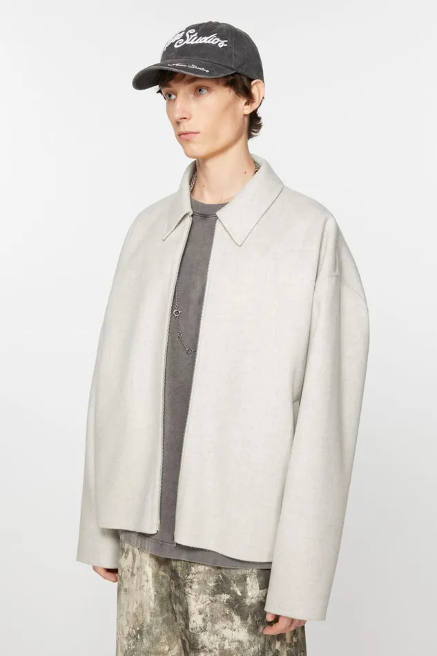 Men Wool Jacket Light Grey Melange Acne Studios Outerwear