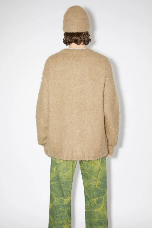 Men Wool Mohair Cardigan Dark Beige Acne Studios Knitwear