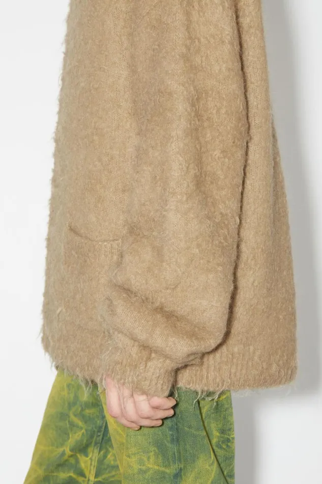 Men Wool Mohair Cardigan Dark Beige Acne Studios Knitwear