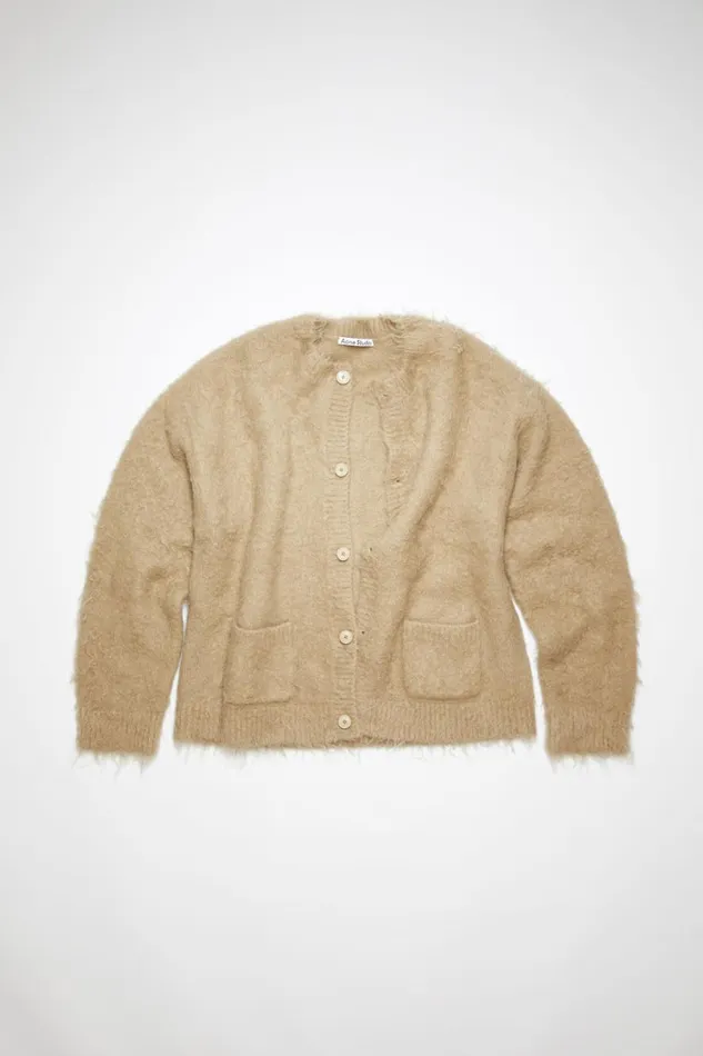 Men Wool Mohair Cardigan Dark Beige Acne Studios Knitwear