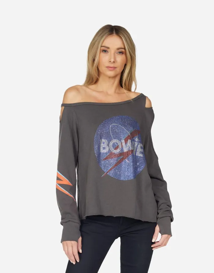 Mercedes Crystal Bowie Space Vintage Black Women Lauren Moshi Long Sleeve