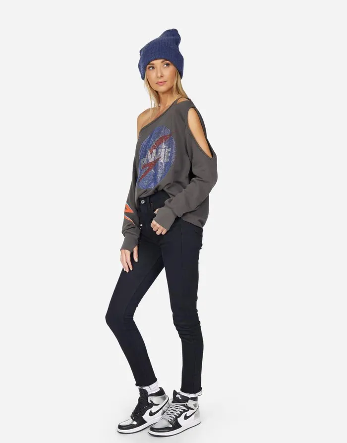 Mercedes Crystal Bowie Space Vintage Black Women Lauren Moshi Long Sleeve
