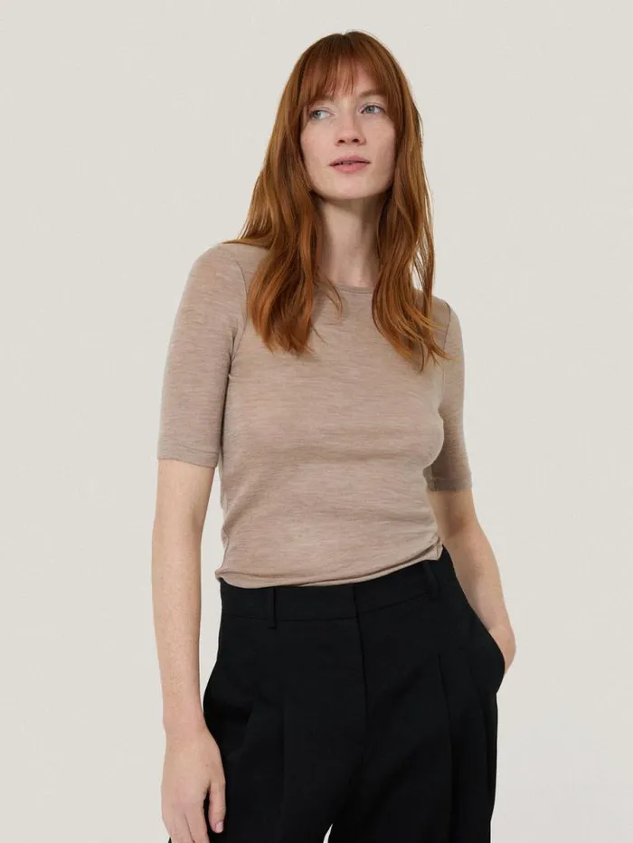 Merino Half Sleeve Tshirt Stone Women Jigsaw Shirts and Tops