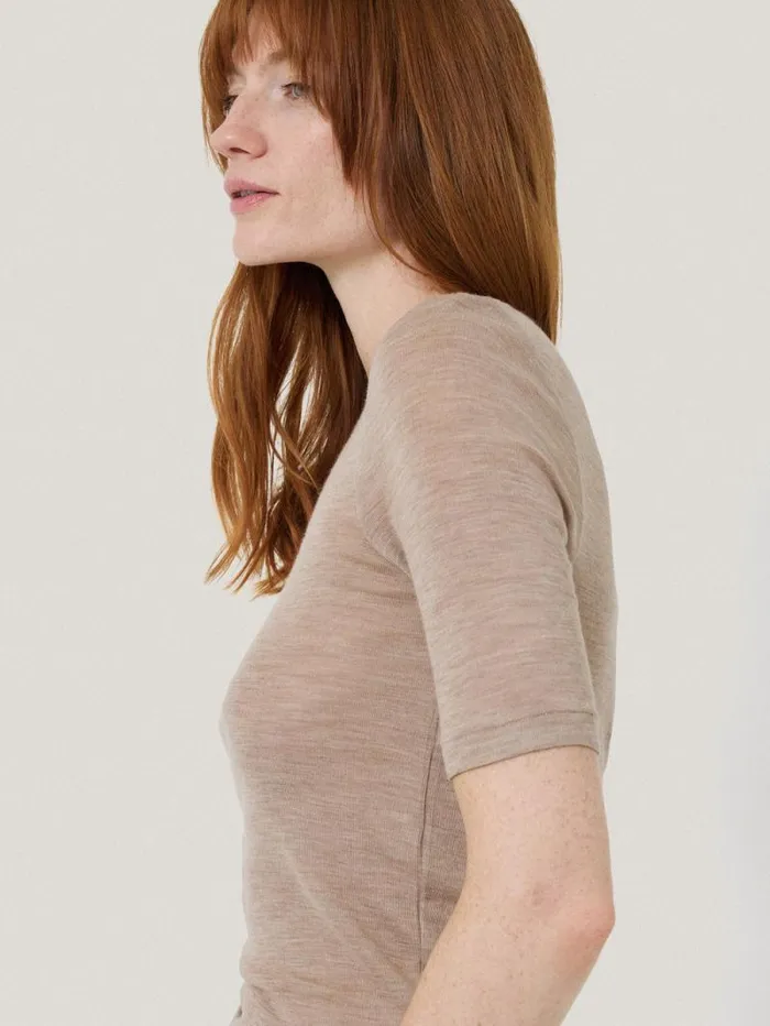Merino Half Sleeve Tshirt Stone Women Jigsaw Shirts and Tops