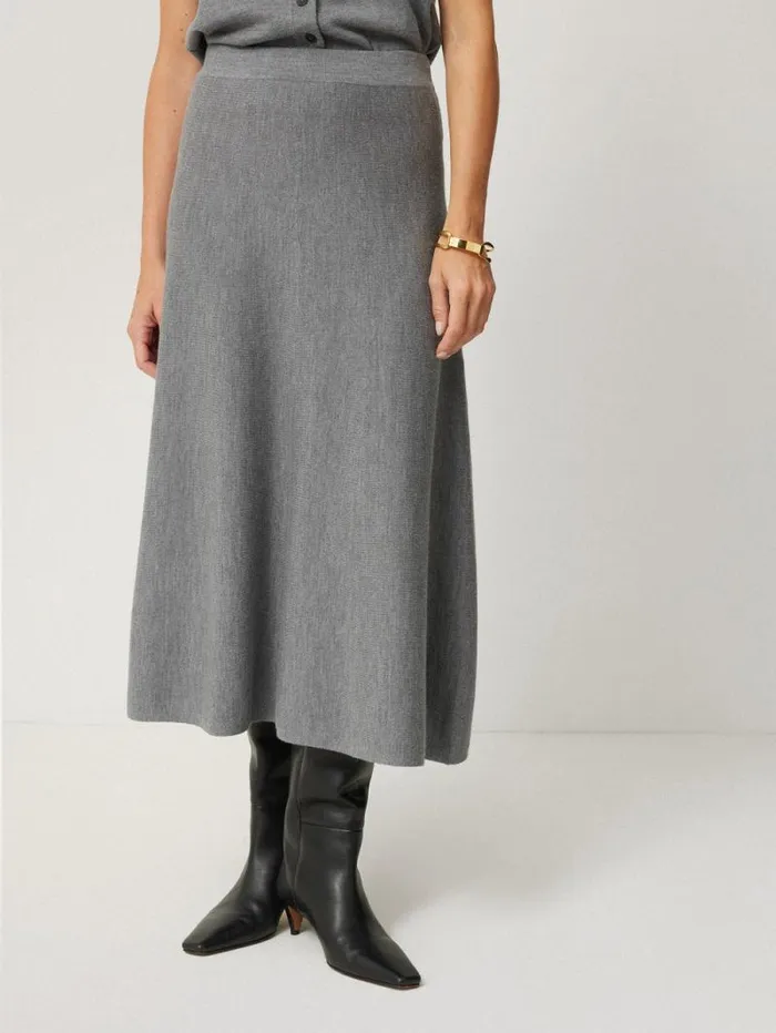 Merino Knitted Aline Skirt Grey Women Jigsaw Skirts