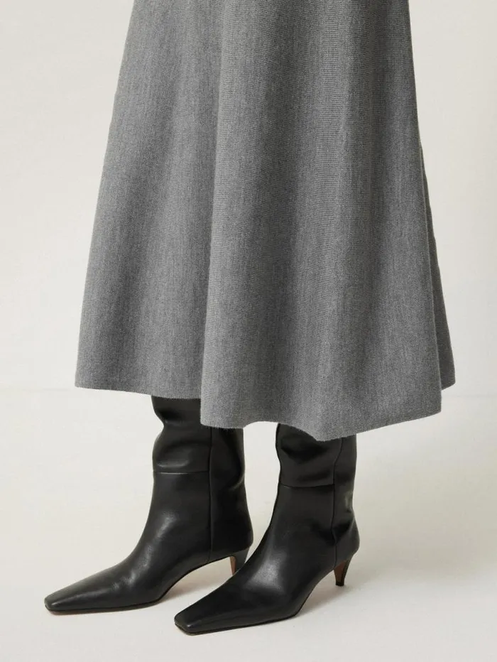 Merino Knitted Aline Skirt Grey Women Jigsaw Skirts