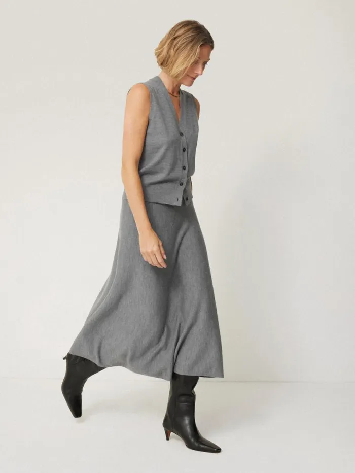Merino Knitted Aline Skirt Grey Women Jigsaw Skirts