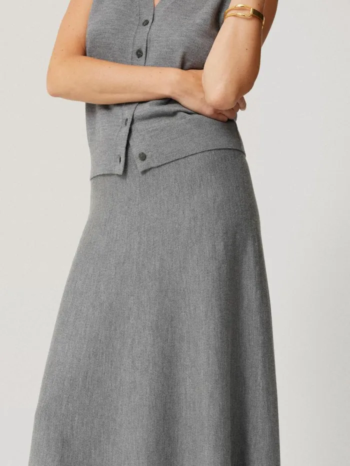 Merino Knitted Aline Skirt Grey Women Jigsaw Skirts