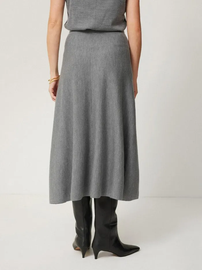 Merino Knitted Aline Skirt Grey Women Jigsaw Skirts