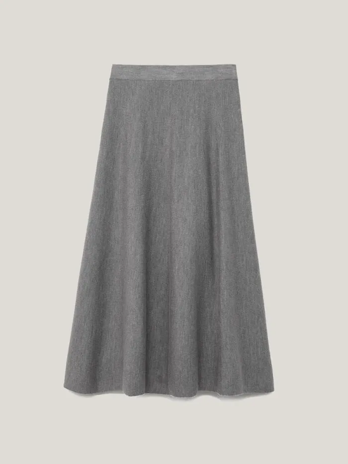 Merino Knitted Aline Skirt Grey Women Jigsaw Skirts
