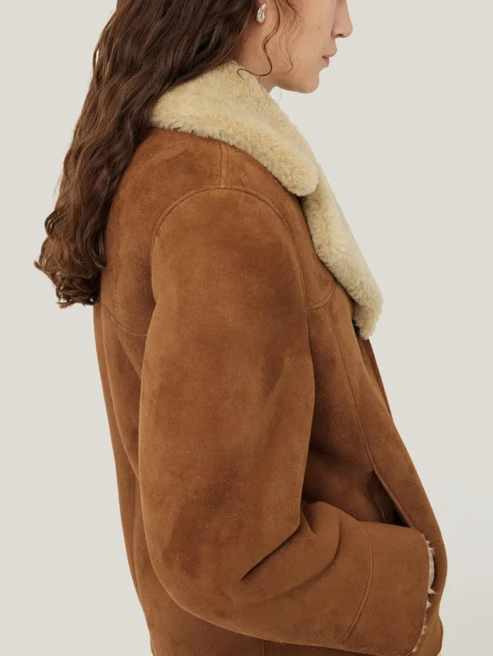 Merino Shearling Leather Coat Ginger Women Jigsaw Coats and Jackets