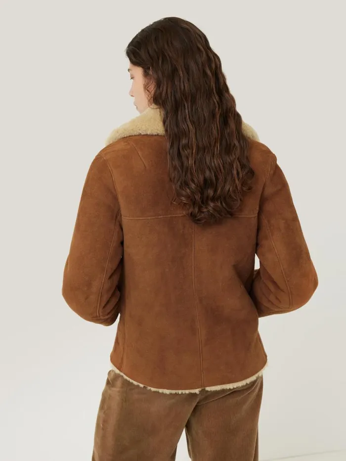 Merino Shearling Leather Coat Ginger Women Jigsaw Coats and Jackets
