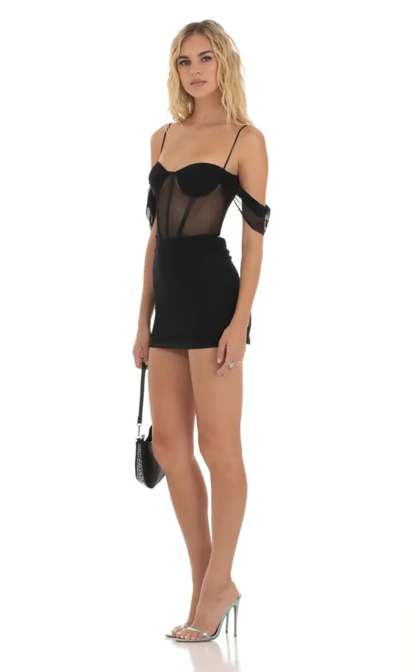 Mesh Corset Dress Black Women LUCY IN THE SKY Mini Dresses Mesh Corset Dress Black Women LUCY IN THE SKY Mini Dresses