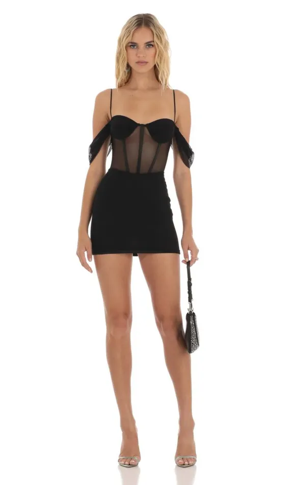 Mesh Corset Dress Black Women LUCY IN THE SKY Mini Dresses Mesh Corset Dress Black Women LUCY IN THE SKY Mini Dresses