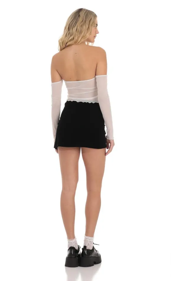 Mesh Off Shoulder Top White Women LUCY IN THE SKY Tops Mesh Off Shoulder Top White Women LUCY IN THE SKY Tops