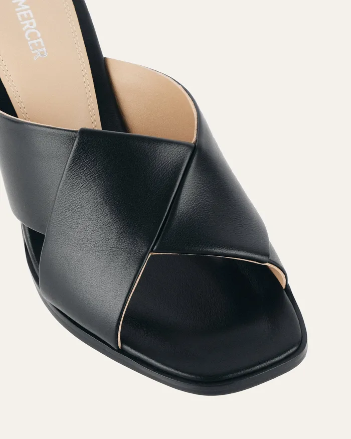 MID HEELS jomercer Women Carrie mid heel sandals black leather MID HEELS jomercer Women Carrie mid heel sandals black leather