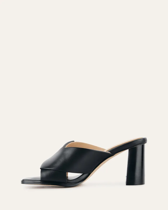 MID HEELS jomercer Women Carrie mid heel sandals black leather MID HEELS jomercer Women Carrie mid heel sandals black leather