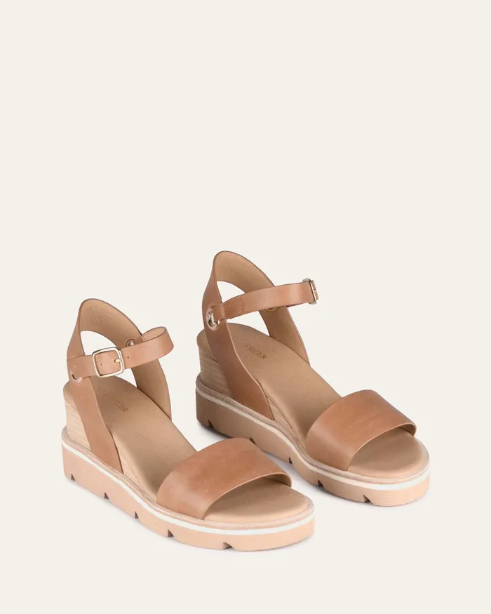 MID HEELS Katie mid heel wedge sandals tan leather 8211 jomercer Women MID HEELS Katie mid heel wedge sandals tan leather 8211 jomercer Women