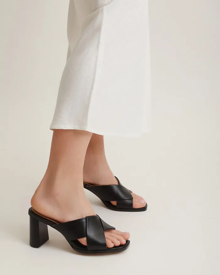 MID SANDALS Carrie mid heel sandals black leather jomercer Women MID SANDALS Carrie mid heel sandals black leather jomercer Women
